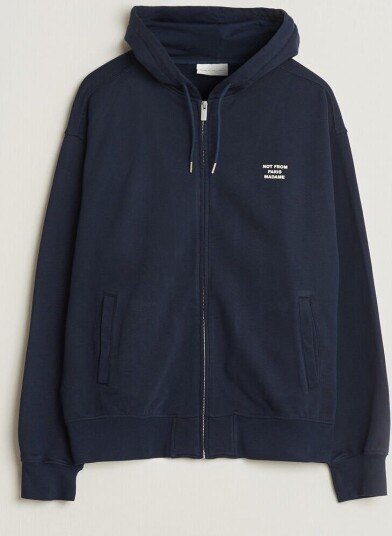 Drôle de Monsieur Slogan Full Zip Hoodie Navy