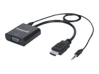 MANHATTAN HDMI to VGA Converter with audio - videokonverter - svart MANHATTAN HDMI to VGA Converter with audio - videokonverter - svart