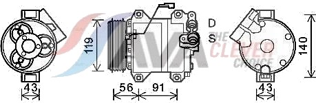 AVA COOLING SYSTEMS SZAK121 AC-kompressor