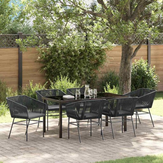Hage Spisegruppe med pute 7 pcs Svart Standard PE Rattan