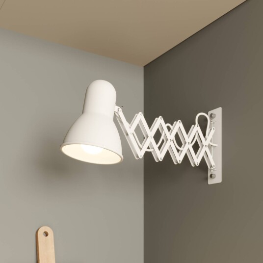 Euluna Vegglampe Harmony med skråstilt lampearm, hvit