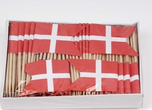 Flag Træ Rød Og Hvid Pakke A 144 Stk Fødevaregodkendt