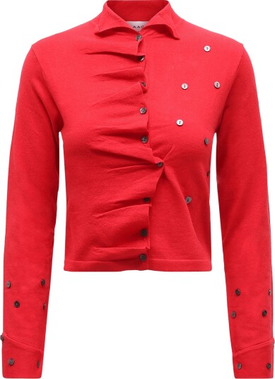 Laagam Fia Red Buttoned Cardigan   RED   XL/42