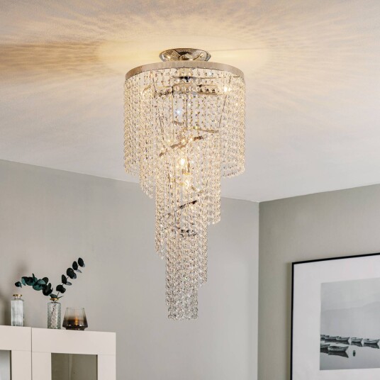 ONLI Taklampe Elica med krystallspiral Ø 35cm