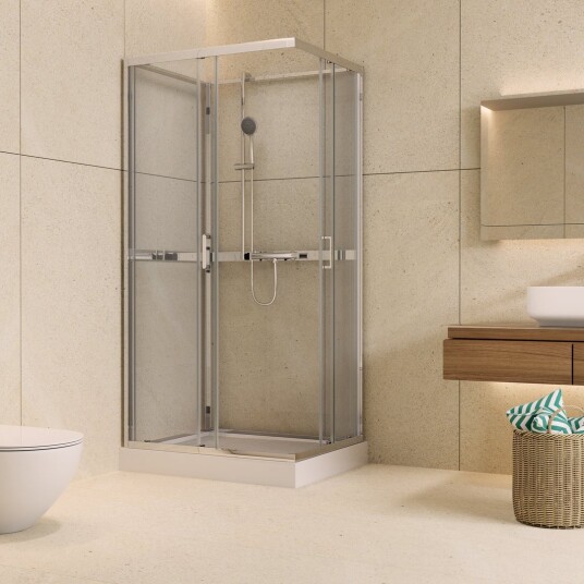 CELESTE TRENTO RETT DUSJKABINETT 70X90X205 CM M/SIKKERHETSFOLIE KROM