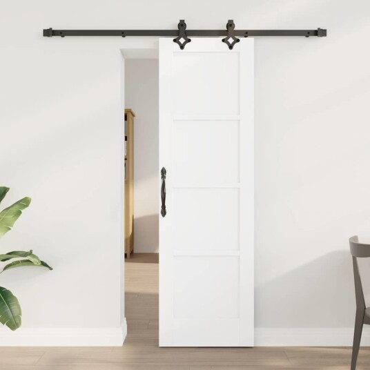 vidaXL Skydedør med tilbehørssett Hvit 61x198,5 cm Solid Tre Furu