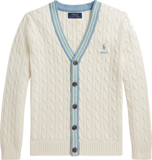 Polo Ralph Lauren Cardigan Cricket Cream Multi Polo Ralph Lauren 10 12 år 140 152 Cardigan Hvit