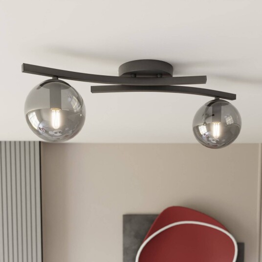Emibig Lighting OPUS taklampe lengde 60 cm røykgrå/svart 2 lyskilder.
