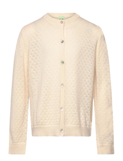 FUB Pointelle Cardigan - Cream - 100 FUB Pointelle Cardigan - Cream - 100