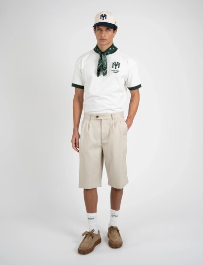 Prohibited Newport Pleated Shorts Cream 36 x 63.5
