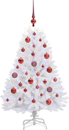  Kunstig sammensatt juletre med 150 LED Hvit 120 cm PVC og Stål