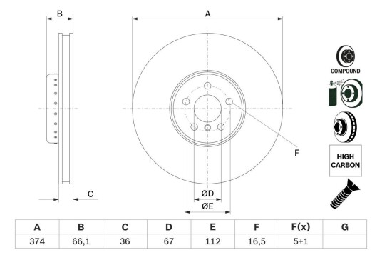 Bremseskive BOSCH 0 986 479 F60