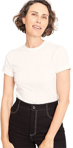 Boody Women's Ribbed Crew Neck T-Shirt hvit str. XL