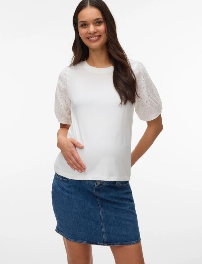 Vero Moda Maternity Vmmjanni Ss O Neck Top Jrs Ga   White   XL