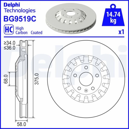 Bremseskive DELPHI BG9519C