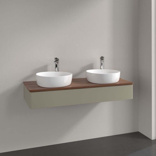Villeroy & Boch Antao Servantskap med 1 skuff 120x50x19 cm m/lys Steingrå/Valnøtt Villeroy & Boch Antao Servantskap med 1 skuff 120x50x19 cm m/lys Steingrå/Valnøtt