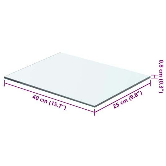 vidaXL Hyllepanel klart glass 40x25 cm vidaXL Hyllepanel klart glass 40x25 cm