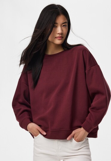 Pieces Pcchilli Ls Loose Fit Sweat Top Noos Bc Burgundy L