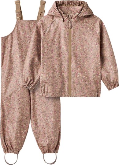 Wheat Regntøy m. Seler PU Charlie Portabella blomster Wheat 5 år (110) Regntøy Beige Brun Rosa