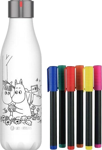 Les Artistes - Bottle Up Mummi termoflaske 0,5 L med tusj hvit/multi