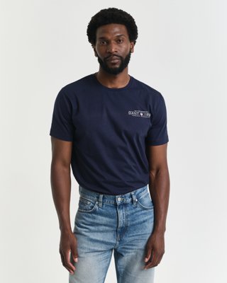 Gant T skjorte med trykket grafikk EVENING BLUE S