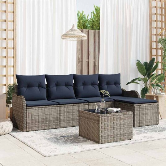 vidaXL Hagesofa Set Grå polyrotting