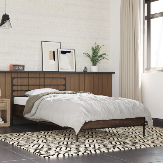 Sengeramme brun eik 90x200 cm konstruert tre og metall 8721102445644