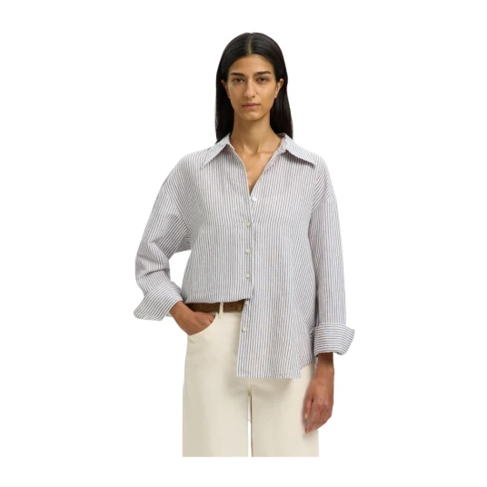 Selected Slfcleo Oversize Linen Blend Shirt Noos White 38
