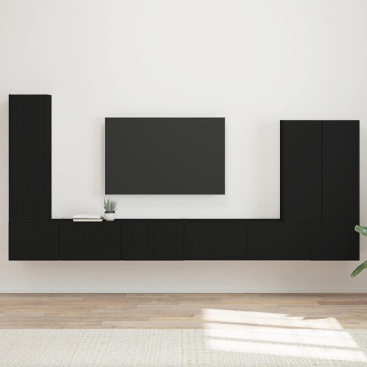 vidaXL TV vegghyllesett 6 stk. Svart