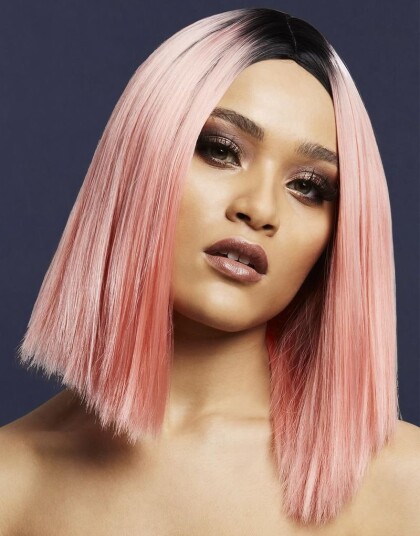 Kylie Deluxe Wig Kan Styles! Lys Rosa Parykk med Lang Bob Frisyre