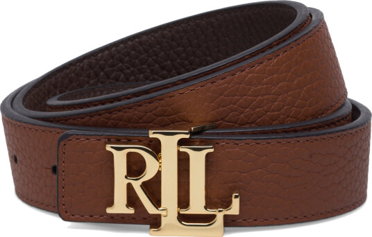 Lauren Ralph Lauren Logo Reversible Pebbled Leather Belt - Brown - S Lauren Ralph Lauren Logo Reversible Pebbled Leather Belt - Brown - S