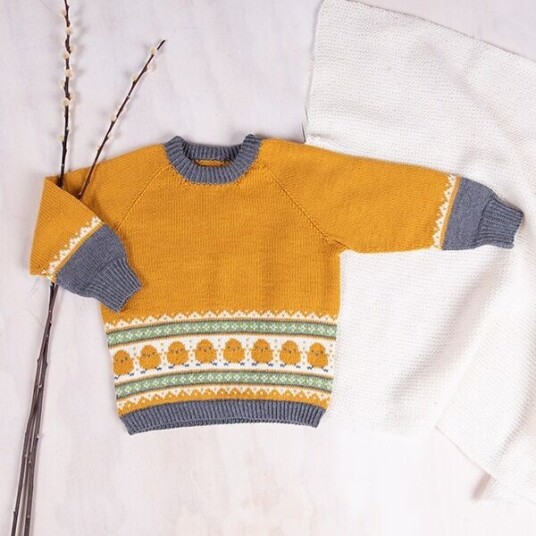 Bluum Strik Strikkegenser Kyllinger - garnpakke i Bluum Soft Merino Ull