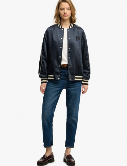 Superdry Varsity Satin Bomber Jacket Navy 8