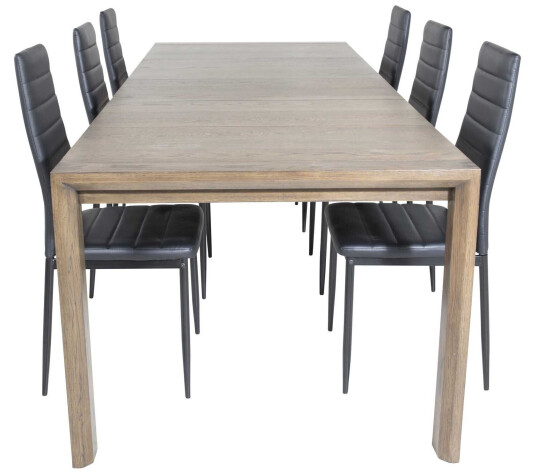 Venture Design Slider & Slim highback spisegruppe Natur/svart 6 st stoler & bord 170 x 95 cm