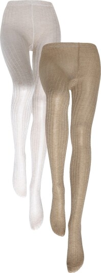 Huttelihut Wool Rib Stockings 2-Pack - CAMEL MELANGE - 68\74