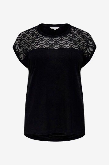 Only Carmakoma - Topp carFlake S/S Mix Top Noos - Svart