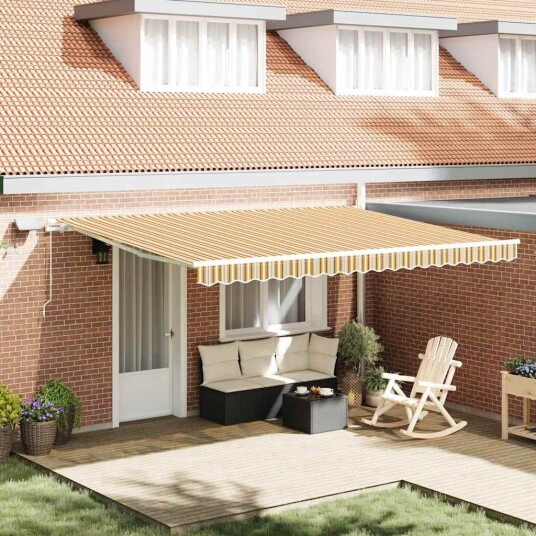  Uttrekkbar markise Flerfarget 450 × 350 cm Stoff og Aluminium