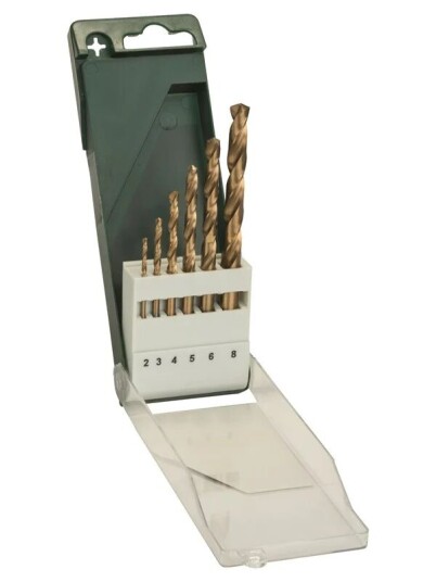 Bosch 6 delers metallbor sett HSS TiN DIN 338 2,0; 3,0; 4,0; 5,0; 6,0; 8,0 mm