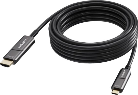 Vision - Adapterkabel - Usb-C Hann Til Hdmi Hann - 10 M - Fiberoptisk - Svart - Støtte For 4K 60 Hz (3840 X 2160), Aktiv
