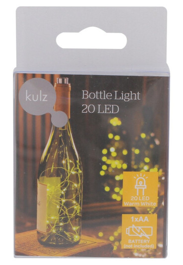 KULZ FLASKELYS ALUMINIUM 20 LED, VARM HVIT KULZ FLASKELYS ALUMINIUM 20 LED, VARM HVIT