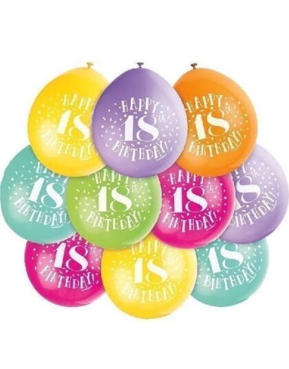 18 år 10 stk Happy Birthday Flerfarget Ballonger  23 cm