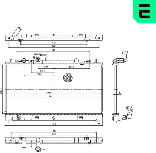 ERA 673561 Radiator motorkjøling ERA 673561 Radiator motorkjøling