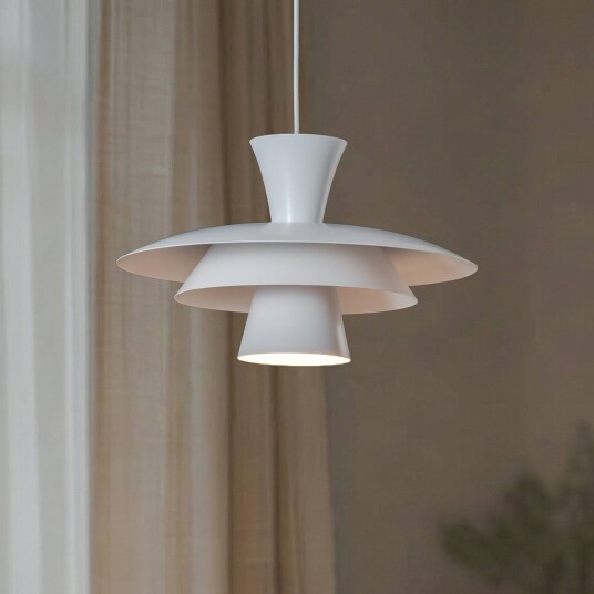 Pendellampe Plato Luminex dimbar Hvit / opal Stue / spisestue Metall Moderne
