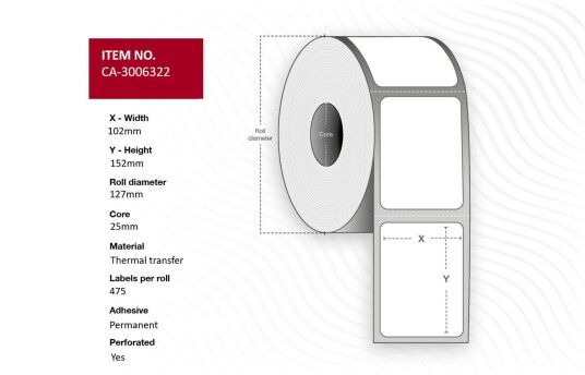 CAPTURE Label 102 x 152mm Core 25mm,