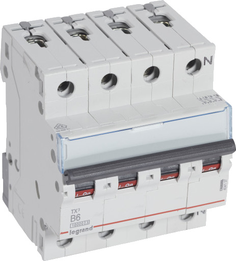 Legrand TX³ MCB automatsikring B6 3P+N 4M 10/10kA Legrand TX³ MCB automatsikring B6 3P+N 4M 10/10kA