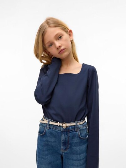 Vero Moda   Topp vmMillion LS Square Top 2 way Jrs G   Blå