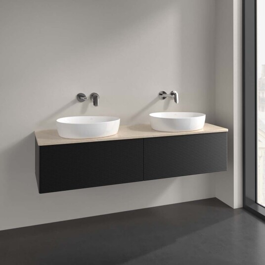 Villeroy & Boch Antao Servantskap med 2 skuffer 160x50x36 cm u/lys Sort Matt/Crème Villeroy & Boch Antao Servantskap med 2 skuffer 160x50x36 cm u/lys Sort Matt/Crème