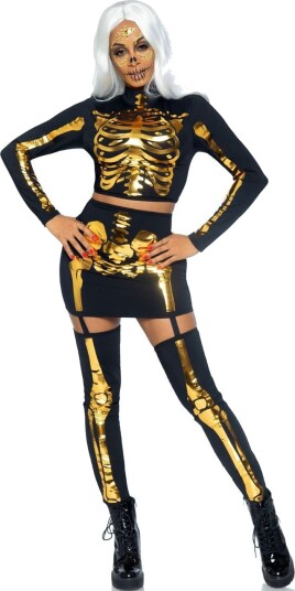 Leg Avenue Golden Skeleton Kostyme til Dame 2 Deler L Leg Avenue Golden Skeleton Kostyme til Dame 2 Deler L