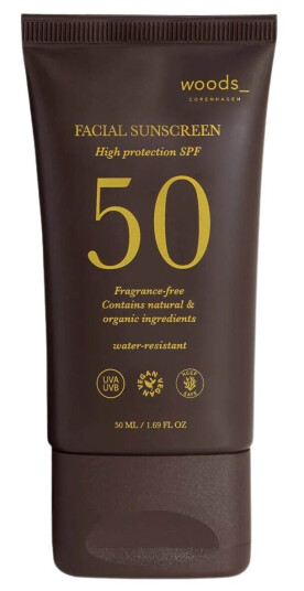 Woods Copenhagen Ansiktssolkrem med SPF 50 - 50 ml, Vannbestandig og Duftfri