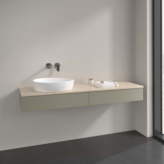 Villeroy & Boch Antao Servantskap med 2 skuffer 160x50x19 cm u/lys Steingrå/Crème
